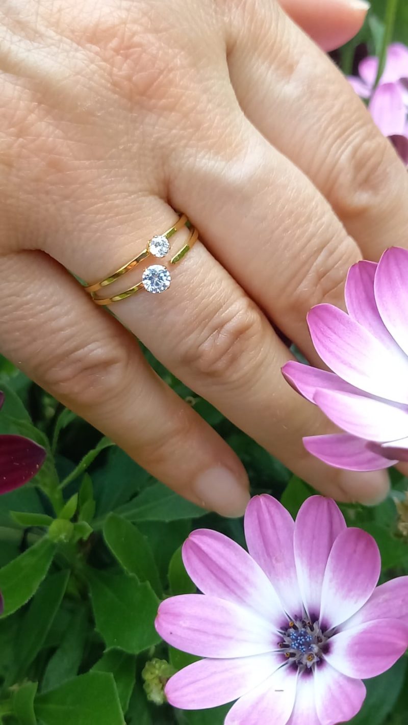 Bague réglable en acier inoxydable - Doubles Brillants – Image 2