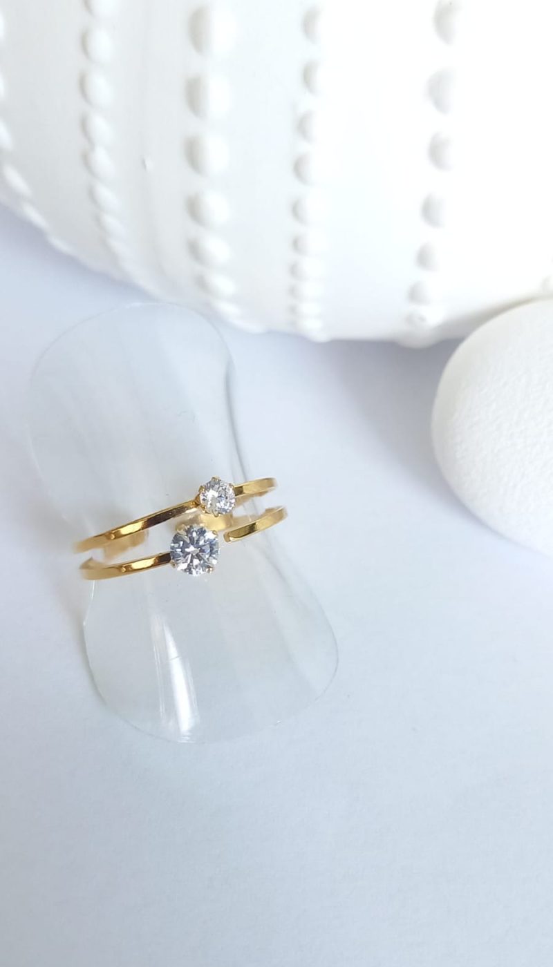 Bague réglable en acier inoxydable - Doubles Brillants