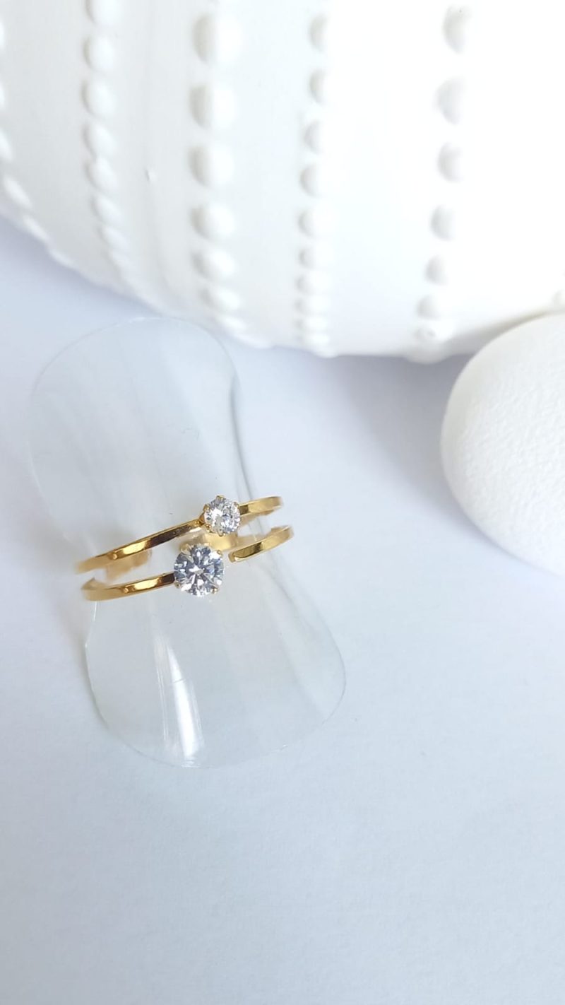 Bague réglable en acier inoxydable - Doubles Brillants