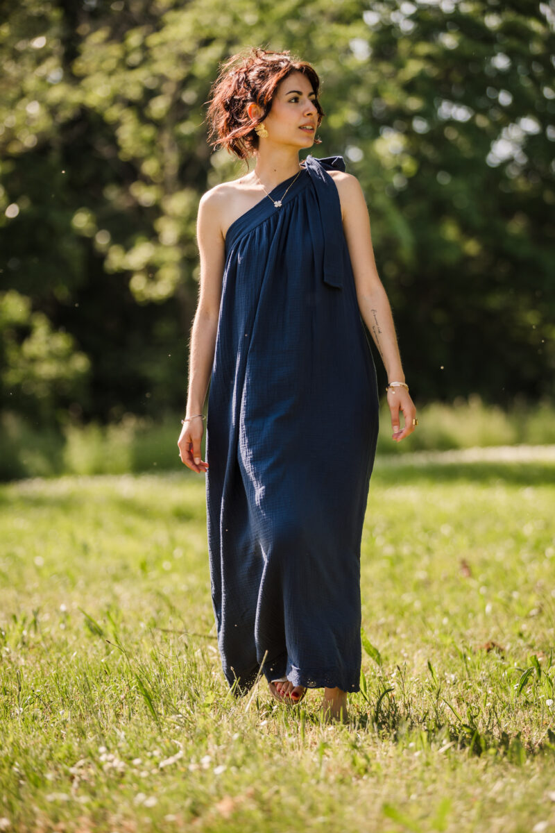 Robe gaze de coton - Marine – Image 2