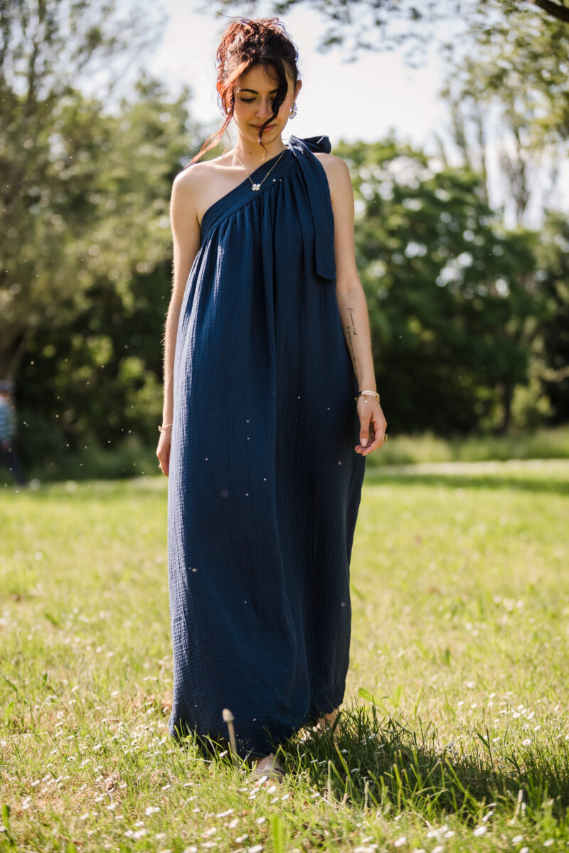 Robe gaze de coton - Marine