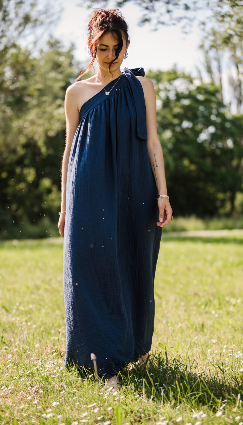 Robe gaze de coton - Marine