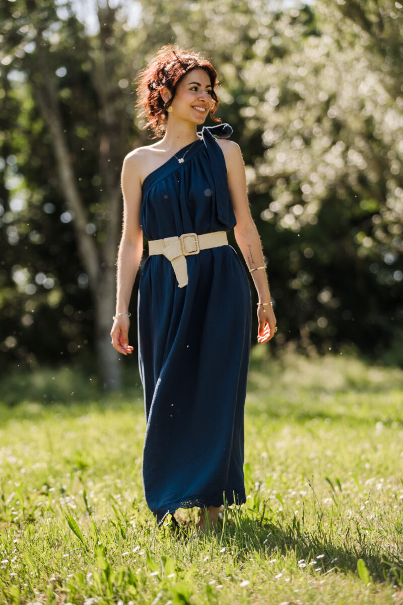 Robe gaze de coton - Marine – Image 3