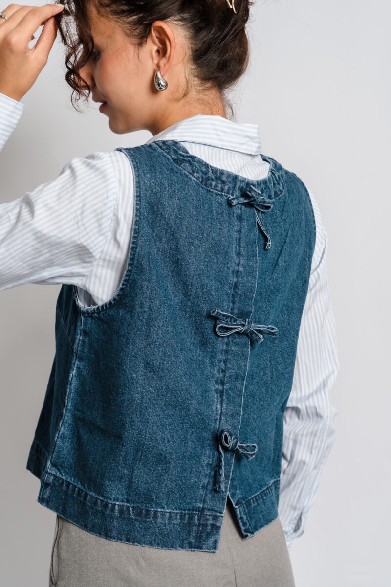 Top denim avec nœuds - Rosalie – Image 2